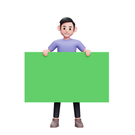 Man holding blank cardboard  3D Illustration