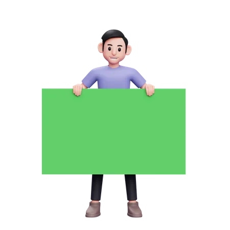 Man holding blank cardboard 3D Illustration