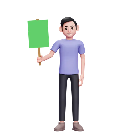 Man holding blank protesting banner  3D Illustration