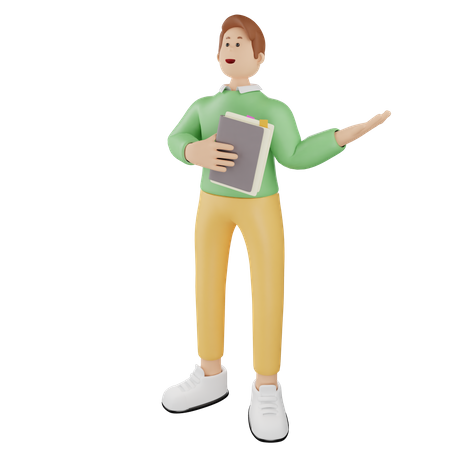 Man Holding Book  3D Icon