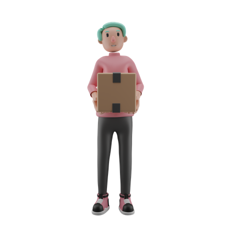 Man holding box  3D Illustration