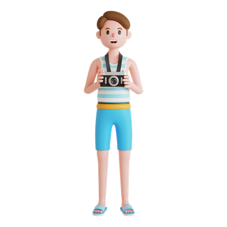 Man holding camera  3D Illustration