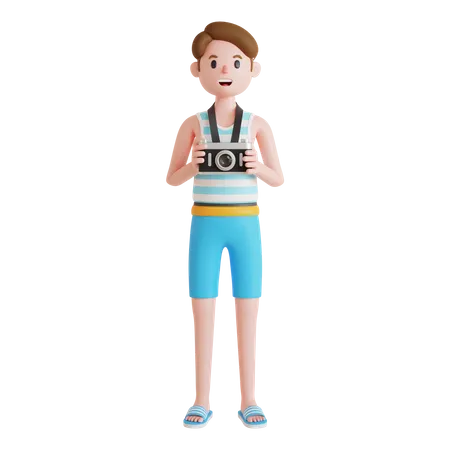 Man holding camera  3D Illustration