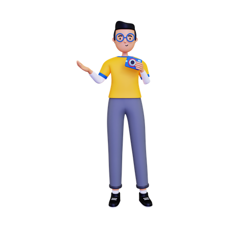 Man holding camera  3D Illustration