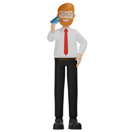 Man Holding Card  3D Icon