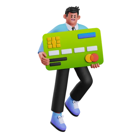 Man Holding Card  3D Illustration