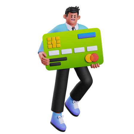 Man Holding Card 3D Illustration