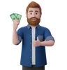 man holding cash and giving thumb up