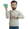 Man Holding Cash And Giving Thumb Up