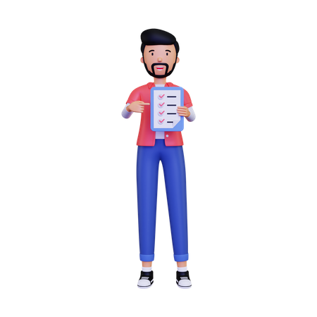 Man Holding checklist clickboard  3D Icon