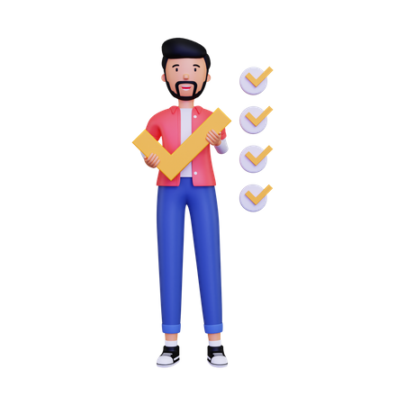 Man holding checkmark  3D Icon