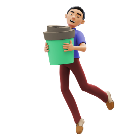 Man holding coffee  3D Icon