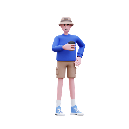 Man Holding Coffee  3D Icon