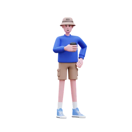 Man Holding Coffee  3D Illustration