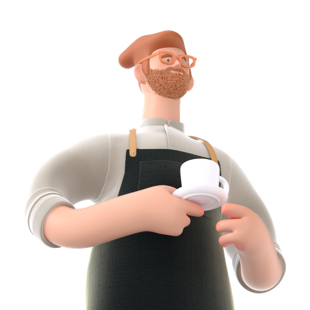Man holding coffee cup  3D Icon