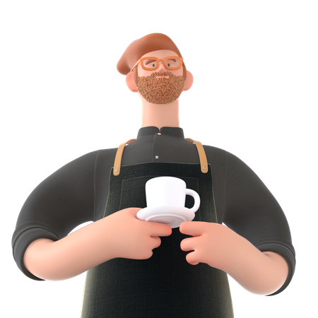 Man holding coffee cup  3D Icon