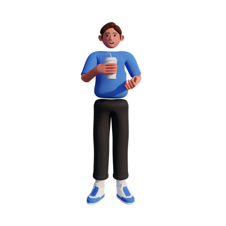 Man holding coffee cup  3D Icon
