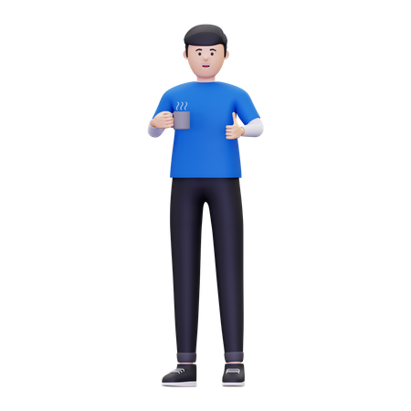 Man holding coffee cup  3D Icon
