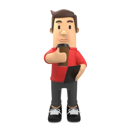 Man holding coffee cup  3D Illustration