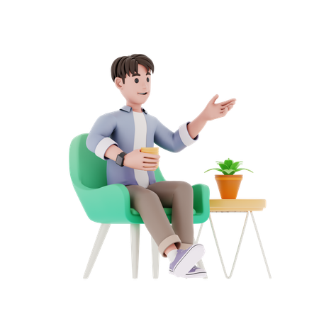 Man holding coffee cup  3D Illustration