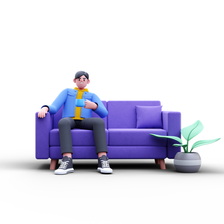 Man Holding Coffee Cup  3D Illustration