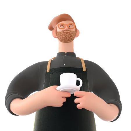 Man holding coffee cup  3D Illustration