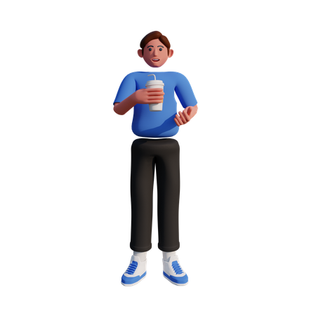 Man holding coffee cup  3D Illustration