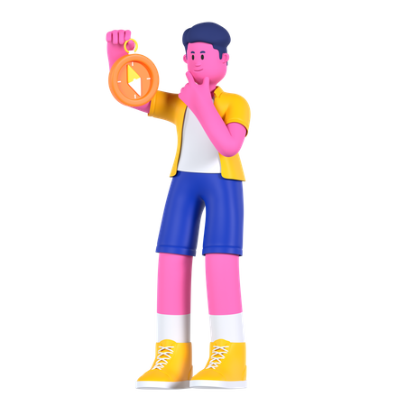 Man holding Compass  3D Icon