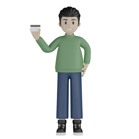 Man holding credit card  3D Illustration