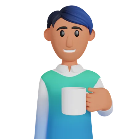 Man Holding Coffee Cup  3D Illustration