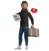 Man holding CV and suitcase