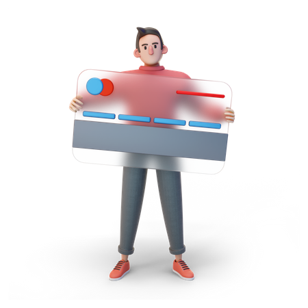 Man holding debit card  3D Illustration