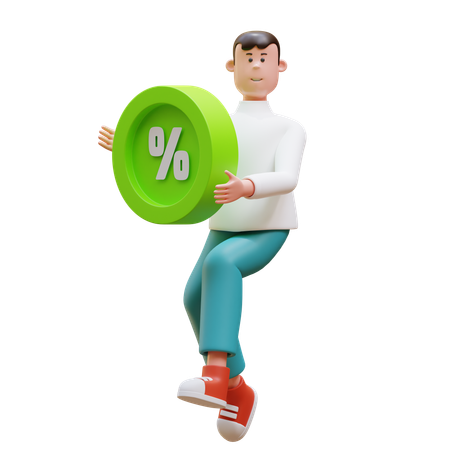 Man Holding Discount  3D Illustration