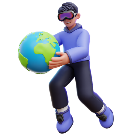 Man Holding Earth  3D Illustration