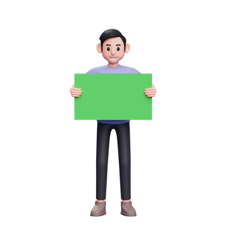 Man holding empty banner  3D Illustration