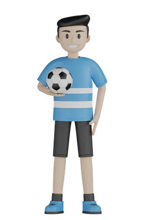 Man Holding Football 3D Illustration