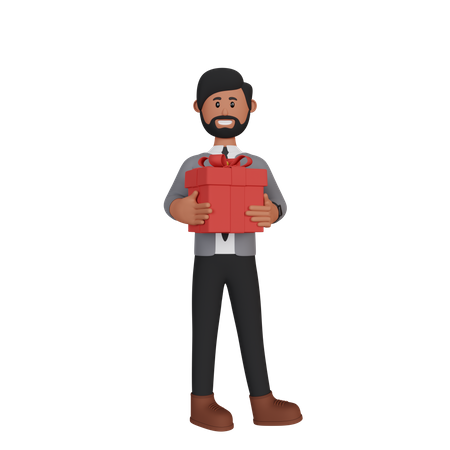 Man holding gift  3D Icon
