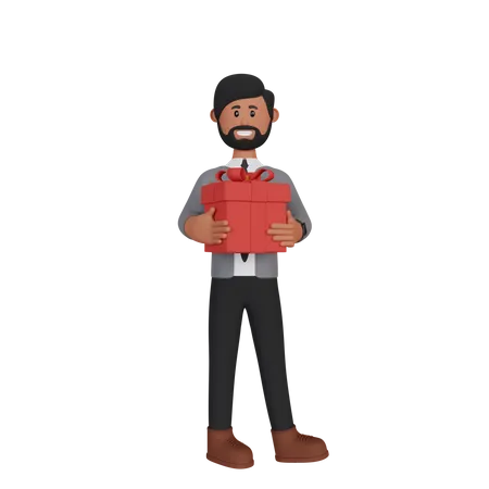 Man holding gift  3D Illustration