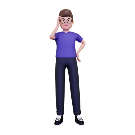 Man holding glasses 3D Illustration