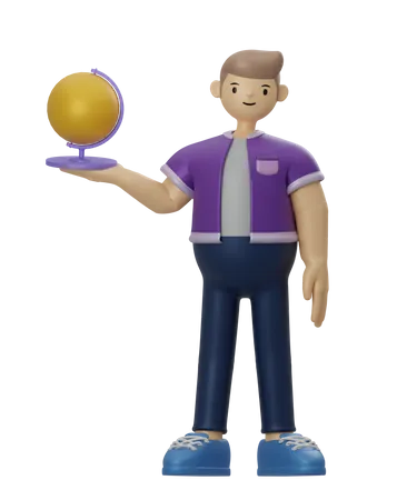 Man holding globe  3D Illustration