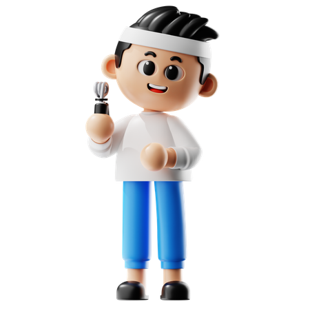 Man Holding Hand Gripper  3D Illustration