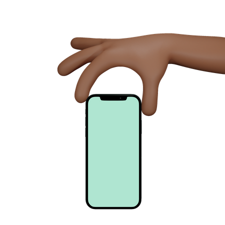 Man Holding hand showing black mobile phone with blank screen  3D Illustration