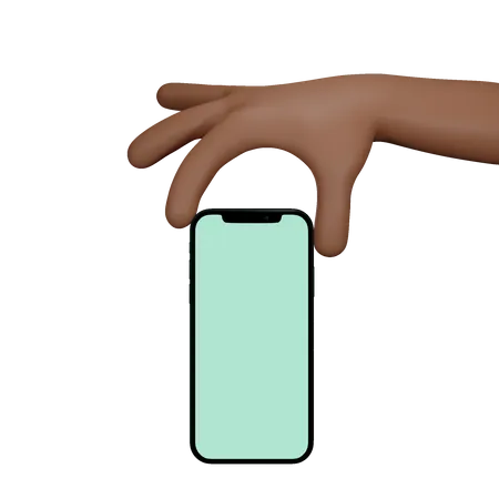 Man Holding hand showing black mobile phone with blank screen  3D Illustration