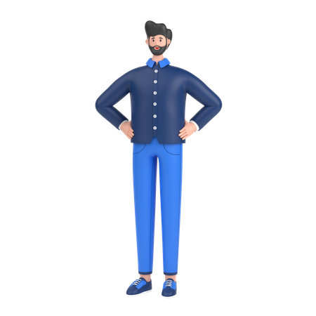 Man holding hands on waist pose  3D Illustration