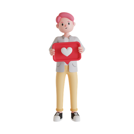 Man holding heart sign  3D Illustration