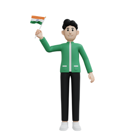 Man holding india flag  3D Illustration