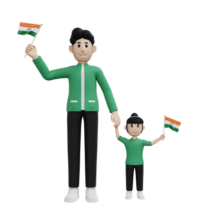 Man holding india flag  3D Illustration