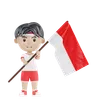 Man holding indonesian flag