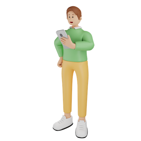 Man Holding Ipad  3D Illustration