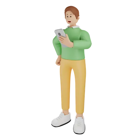 Man Holding Ipad  3D Illustration